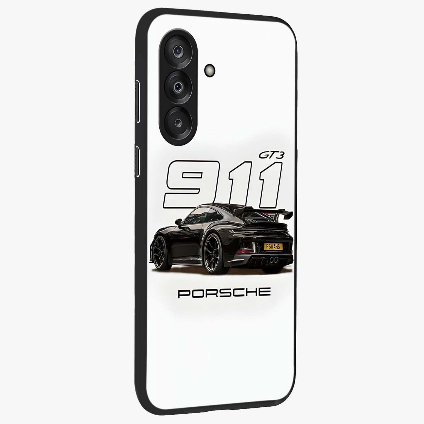 Turbo Legacy Icon Glass Case upright view showcasing bold racing inspired artwork with classic car theme.