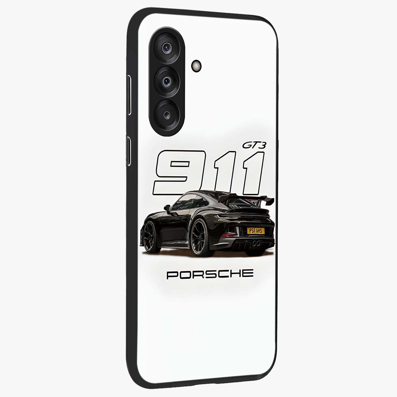 Turbo Legacy Icon Glass Case upright view showcasing bold racing inspired artwork with classic car theme.
