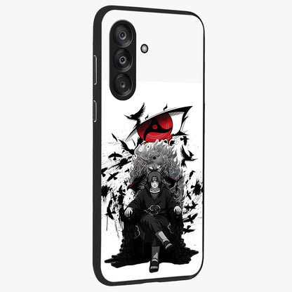 Uchiha Shadow Throne Glass Case upright view showcasing magical underwater galaxy artwork with vibrant cosmic theme.