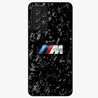 Carbon Speed Mark Glass Case showing flat back view with sporty carbon pattern artwork and glossy glass finish.