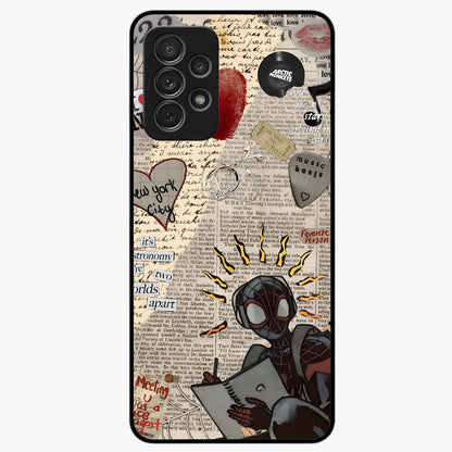 City Dream Sketch Glass Case showing flat back view with artistic city skyline sketch artwork and glossy glass finish.