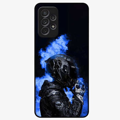 Cyber Sentinel Protocol Glass Case showing flat back view with futuristic cyber themed artwork and glossy glass finish.