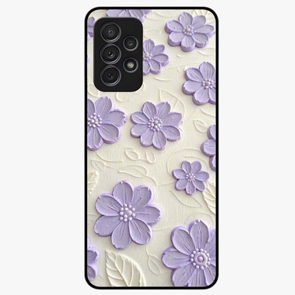 Floral Wall Art With Purple Flowers Glass Case showing flat back view with purple flower artwork and glossy glass finish.