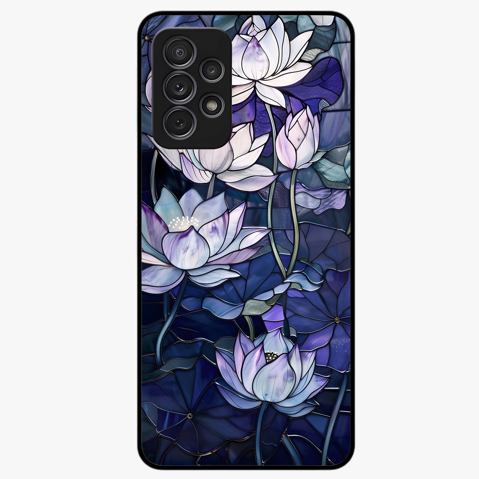 Gloss Petal Rush Glass Case showing flat back view with glossy flower petal artwork and smooth glass finish.