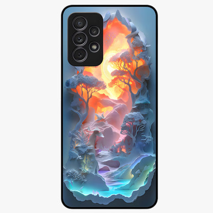 Glow Forest Portal Glass Case showing flat back view with glowing forest portal artwork and glossy glass finish.
