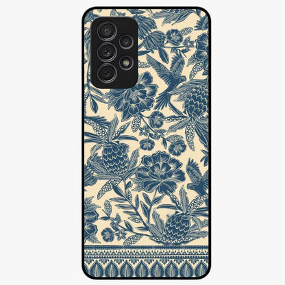 Heirloom Wild Bloom Glass Case showing flat back view with vintage inspired wild flower artwork and glossy glass finish.