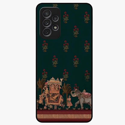 Macmerise Glass Case showing flat back view with stylish modern artwork and glossy glass finish.