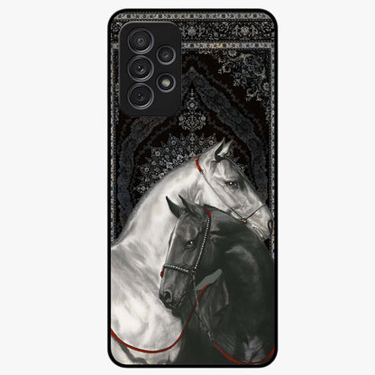 Majestic Ride Legacy Glass Case showing flat back view with powerful automotive inspired artwork and glossy glass finish.