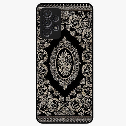 Noir Bloom Elegance Glass Case showing flat back view with elegant dark floral artwork and glossy glass finish.