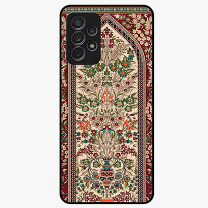 Persian Inspired Glass Case showing flat back view with ornate Persian style pattern artwork and glossy glass finish.