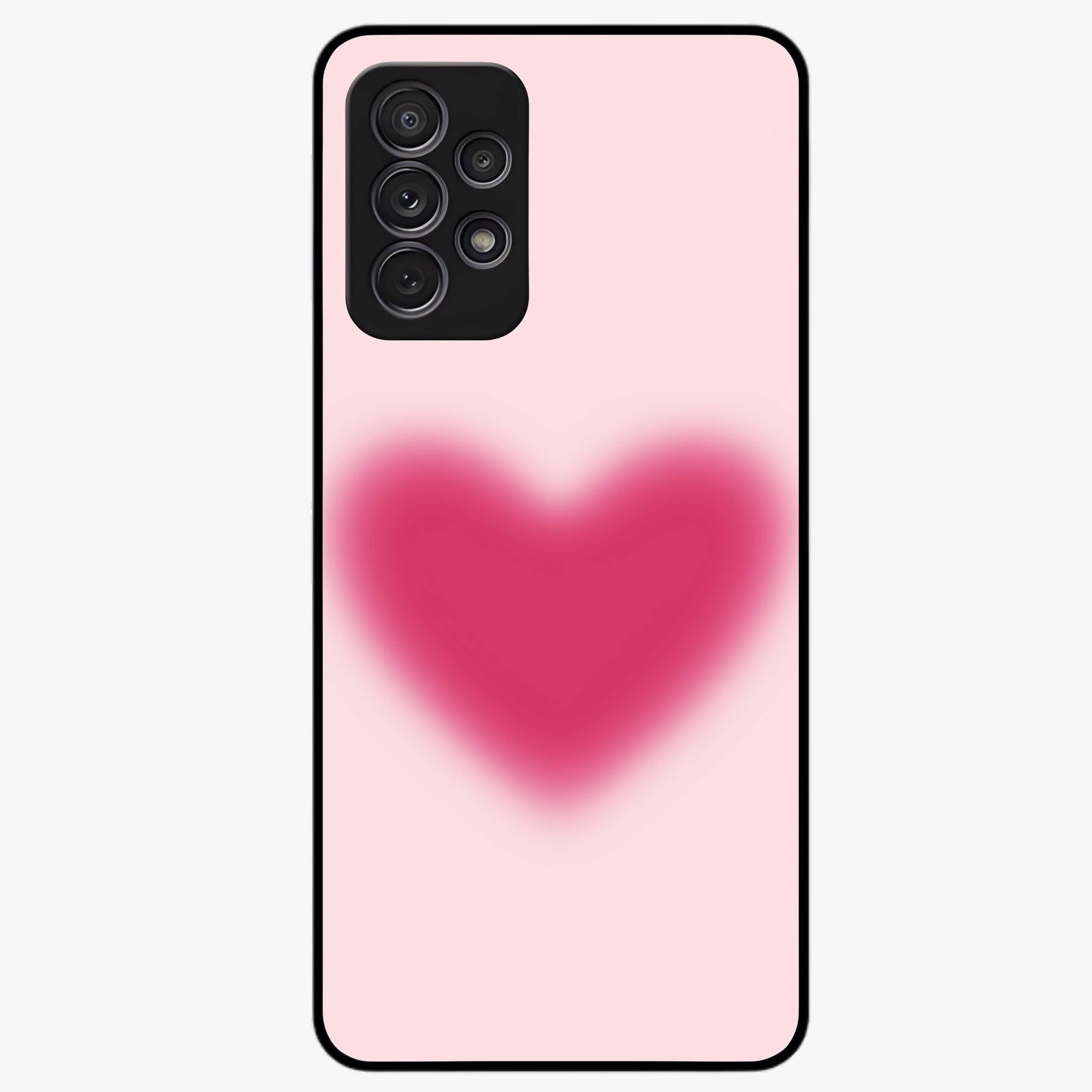 Pink Aura Heart Glass Case showing flat back view with glowing heart artwork and glossy glass finish.