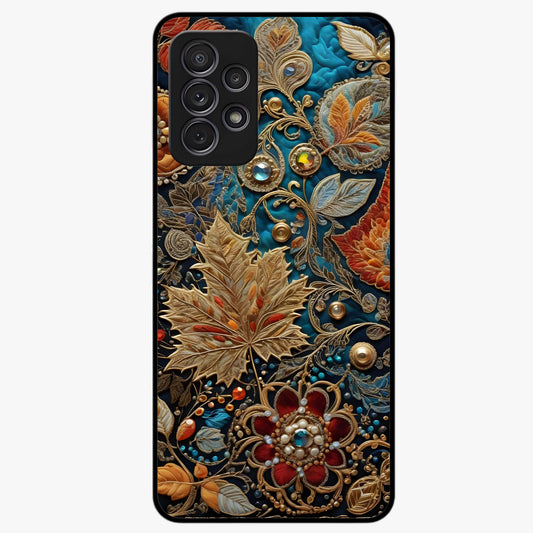 Royal Jewel Garden Glass Case showing flat back view with decorative floral garden artwork and glossy glass finish.