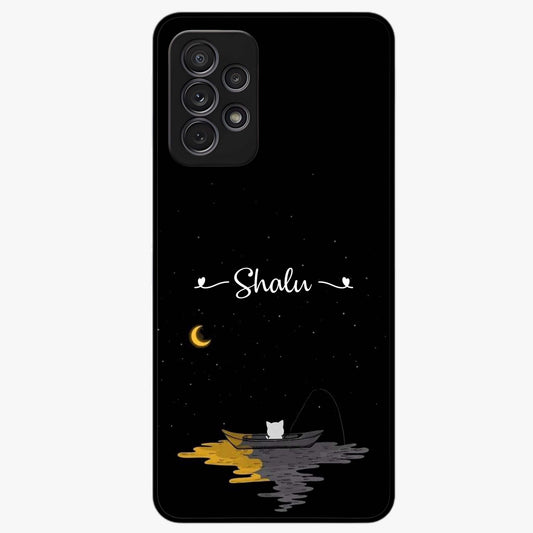 Silent Night Row Glass Case showing flat back view with calm night themed artwork and glossy glass finish.