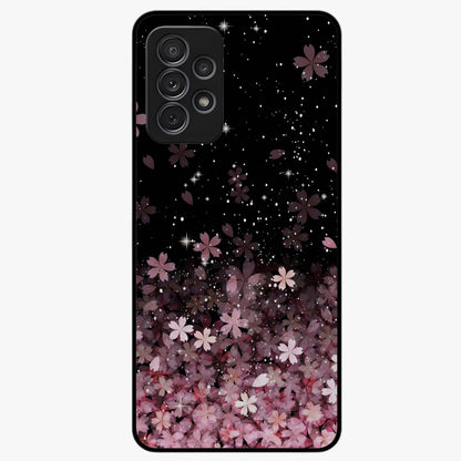 Small Starry Flowers Glass Case showing flat back view with delicate starry floral artwork and glossy glass finish.