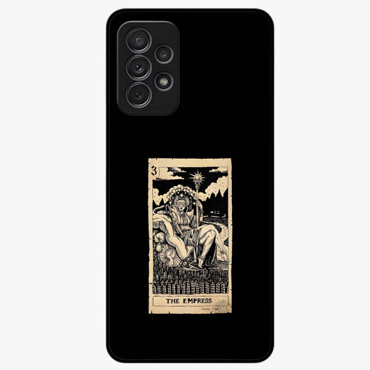 The Empress Glass Case showing flat back view with regal feminine artwork and glossy glass finish.