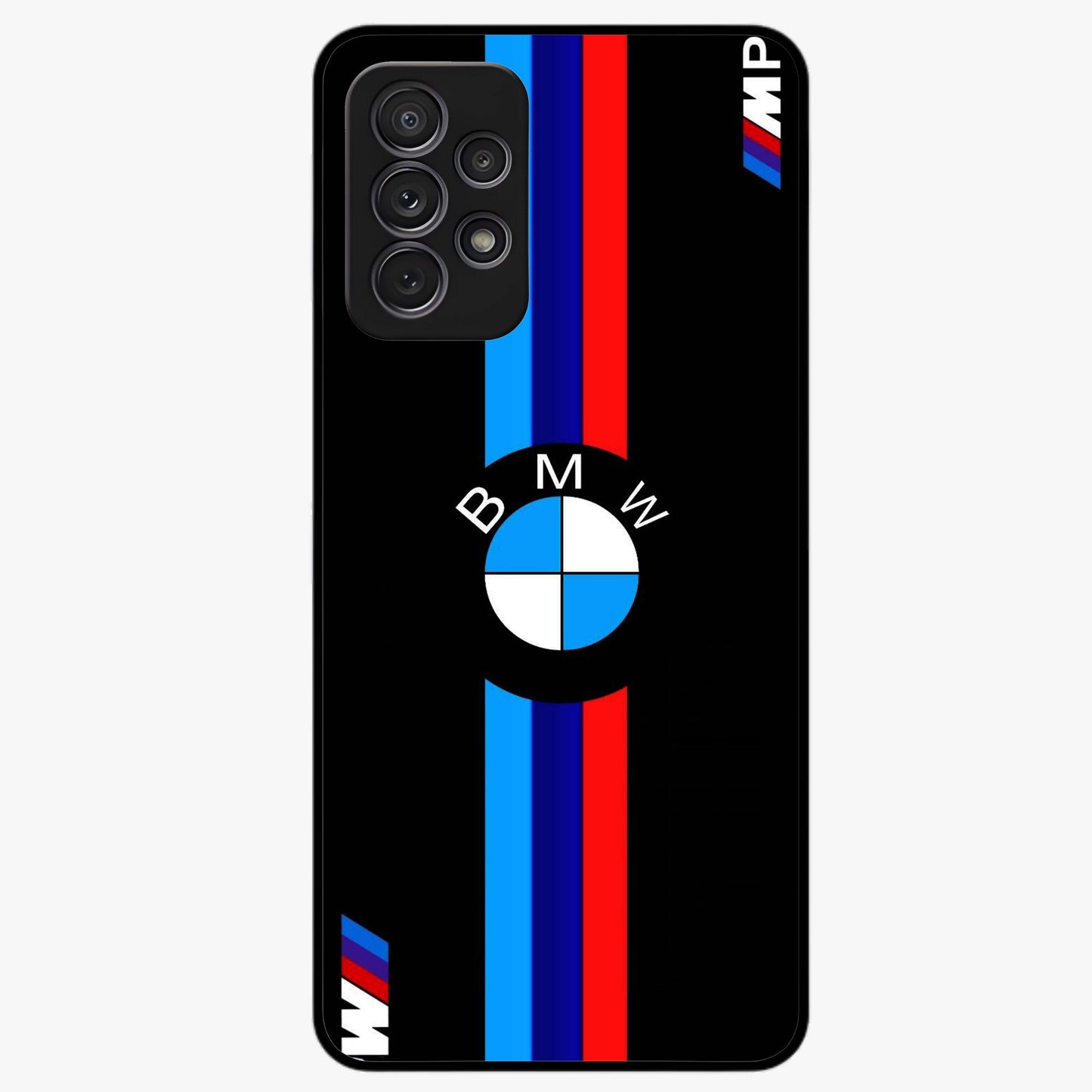 Turbo BMW Beast Glass Case showing flat back view with high performance sports car artwork and glossy glass finish.