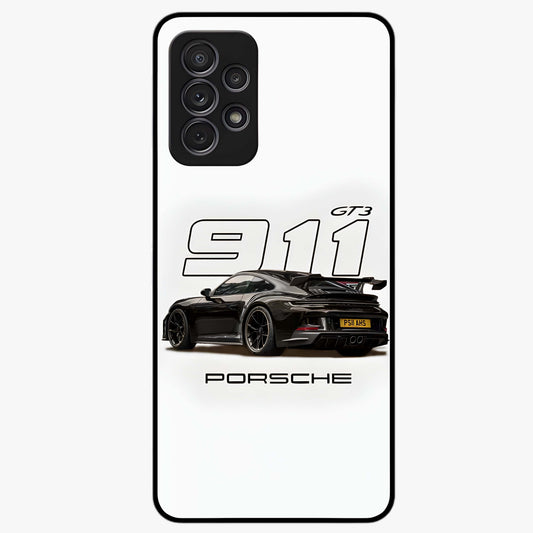 Turbo Legacy Icon Glass Case showing flat back view with iconic sports car inspired artwork and glossy glass finish.