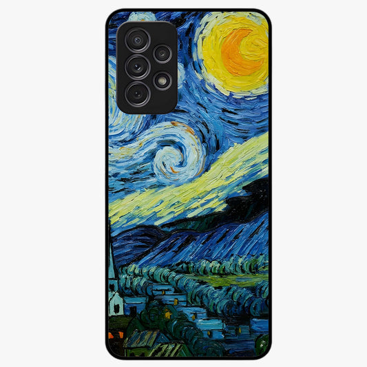 Van Gogh Art Glass Case showing flat back view with classic painterly artwork inspired by Van Gogh style and glossy glass finish.