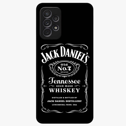 Vintage Whiskey Heritage Glass Case showing flat back view with classic whiskey inspired artwork and glossy glass finish.