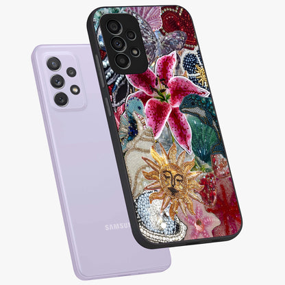 Beaded Garden Fantasy Glass Case displayed in angled mockup highlighting fantasy inspired floral bead pattern.