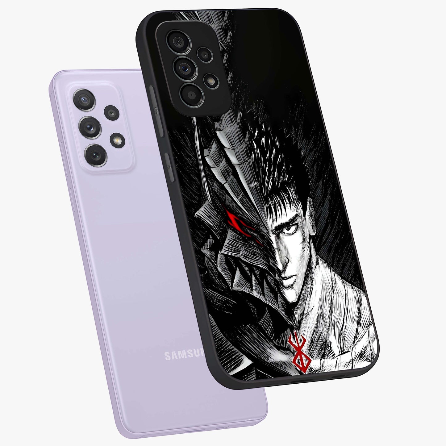 Berserker Blood Oath Glass Case displayed in angled mockup highlighting dark fantasy graphic design and powerful theme.