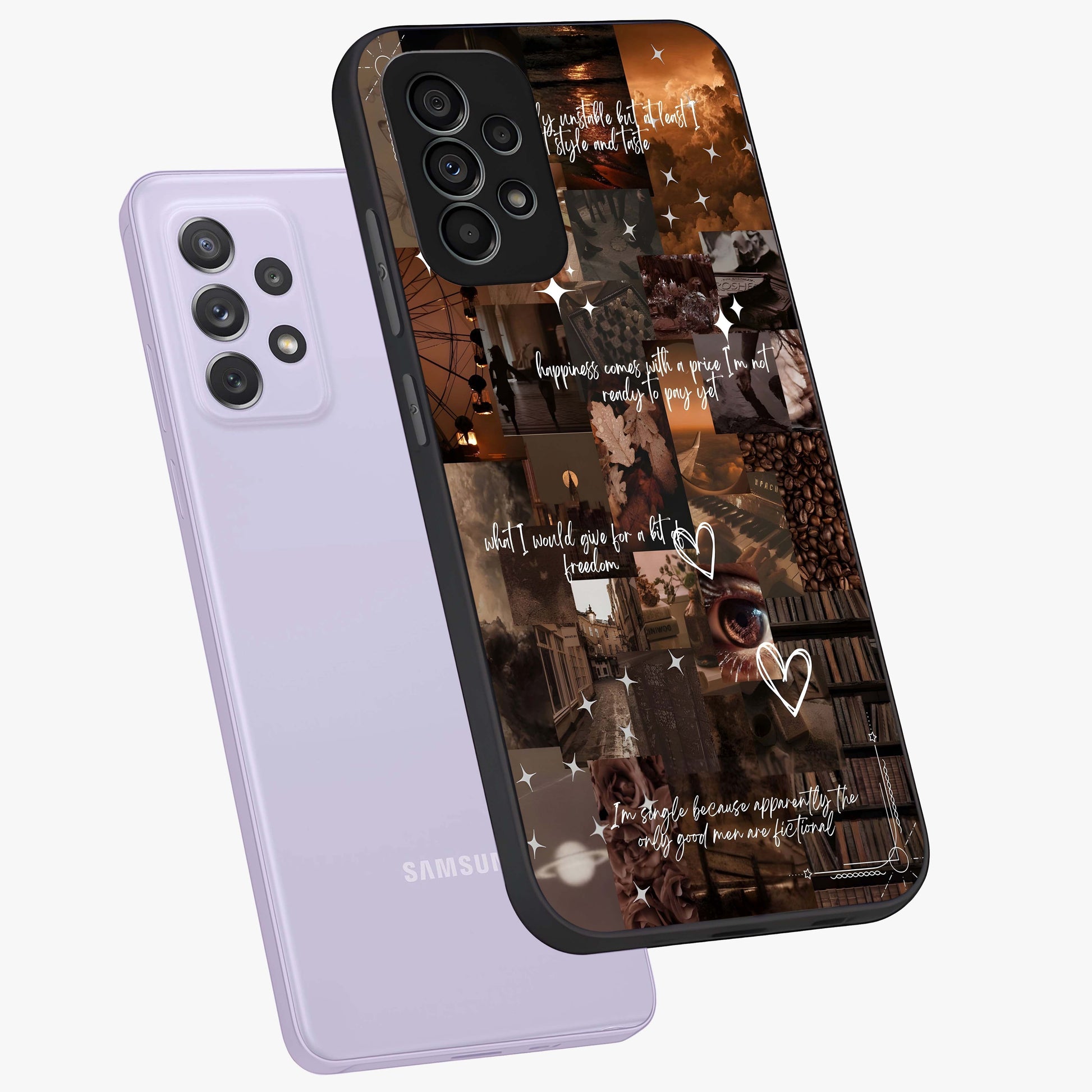 Bittersweet Aesthetic Chaos Glass Case displayed in angled mockup highlighting expressive abstract artwork and edgy aesthetic theme.