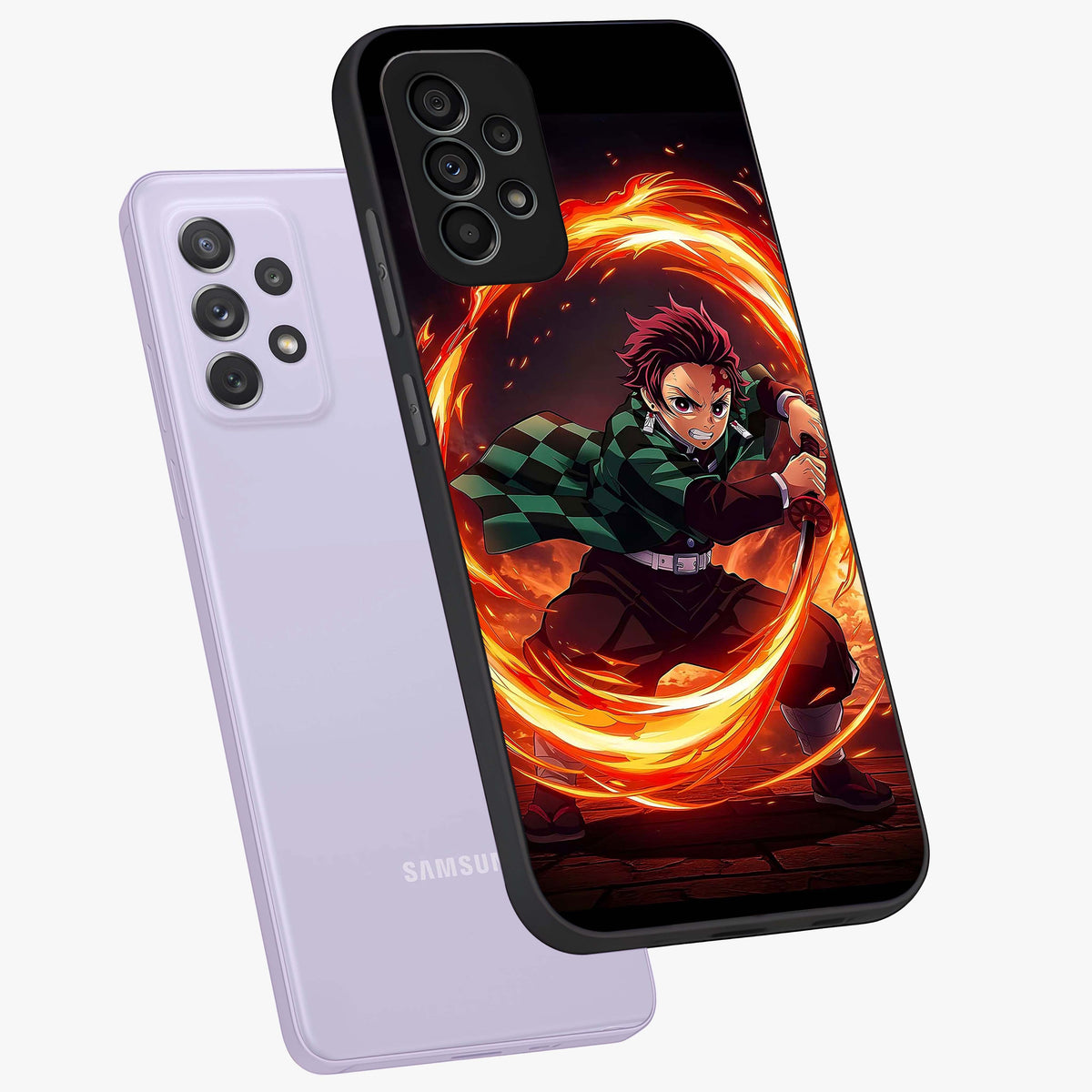 Blazing Sword Resolve Glass Case displayed in angled mockup highlighting powerful sword illustration and bold fantasy theme.