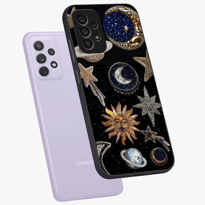 Celestial Gem Constellations Glass Case displayed in angled mockup highlighting gemstone inspired constellation design.