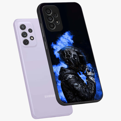 Cyber Sentinel Protocol Glass Case displayed in angled mockup highlighting digital cyber design with sci-fi aesthetic style.