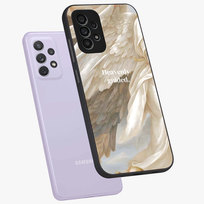 Divine Winged Grace Glass Case displayed in angled mockup highlighting graceful wing design with divine aesthetic style.