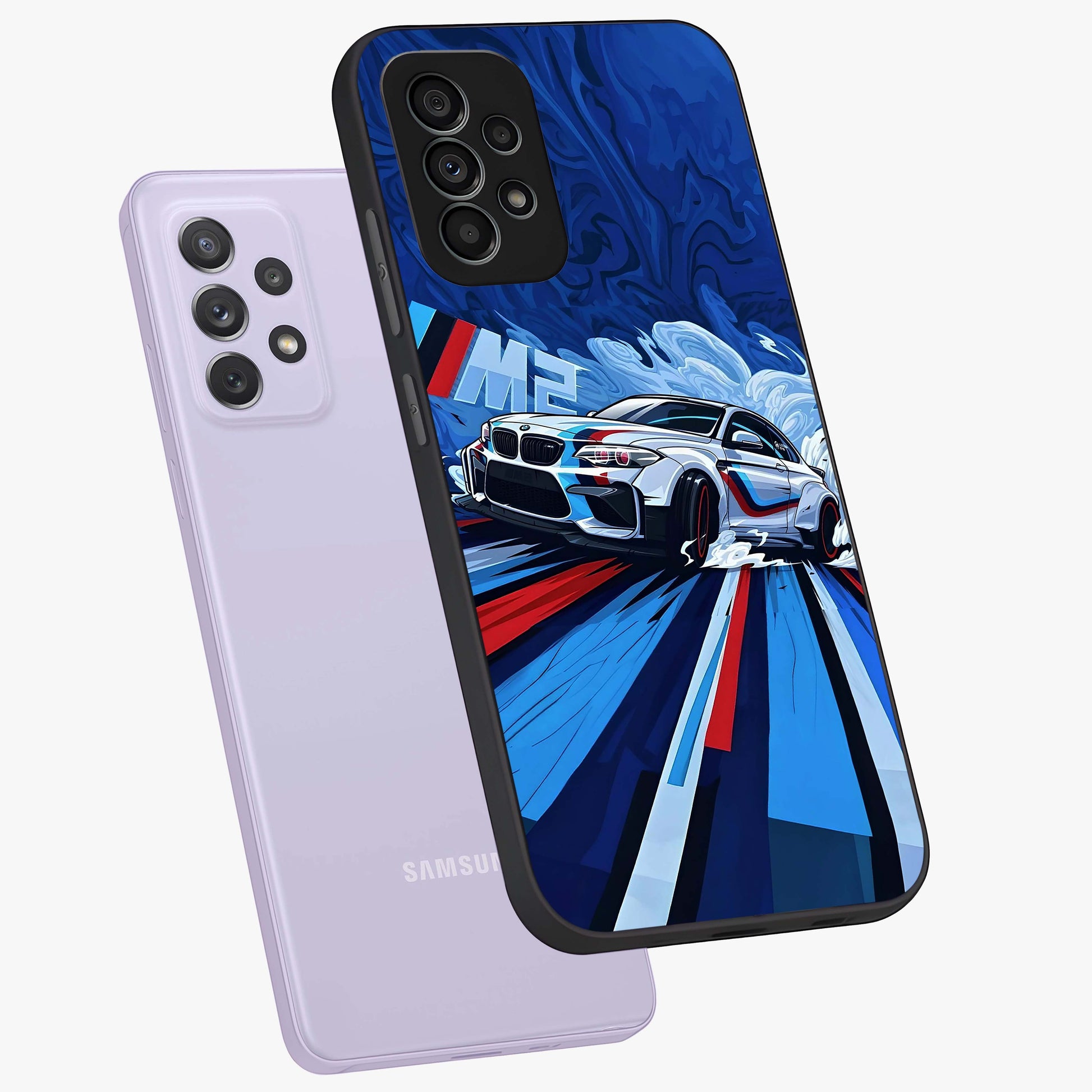 Drift Power Rush Glass Case displayed in angled mockup highlighting powerful drift car design with sporty aesthetic style.