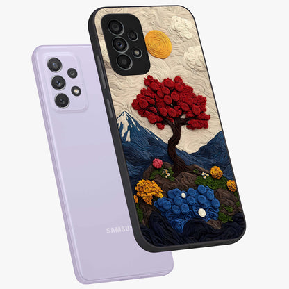 Eternal Nature Tapestry Glass Case displayed in angled mockup highlighting detailed botanical pattern with artistic aesthetic.