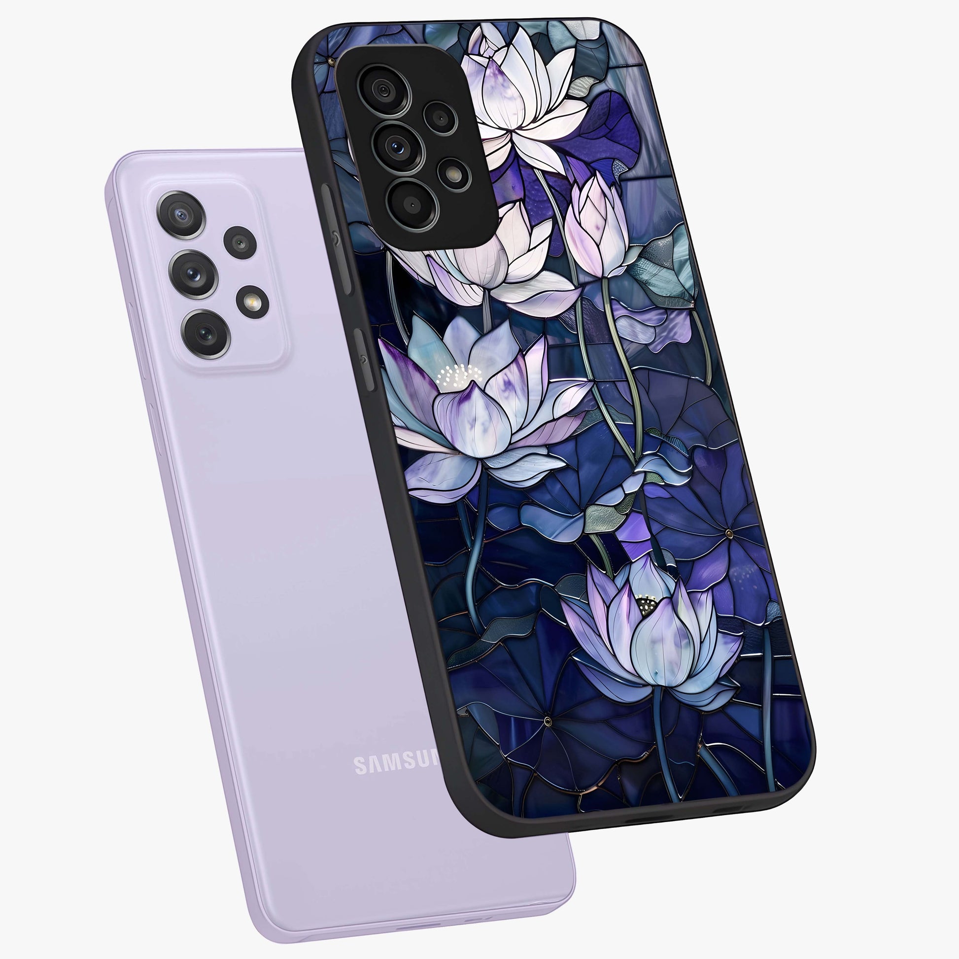 Gloss Petal Rush Glass Case displayed in angled mockup highlighting vibrant petal design with elegant floral aesthetic.