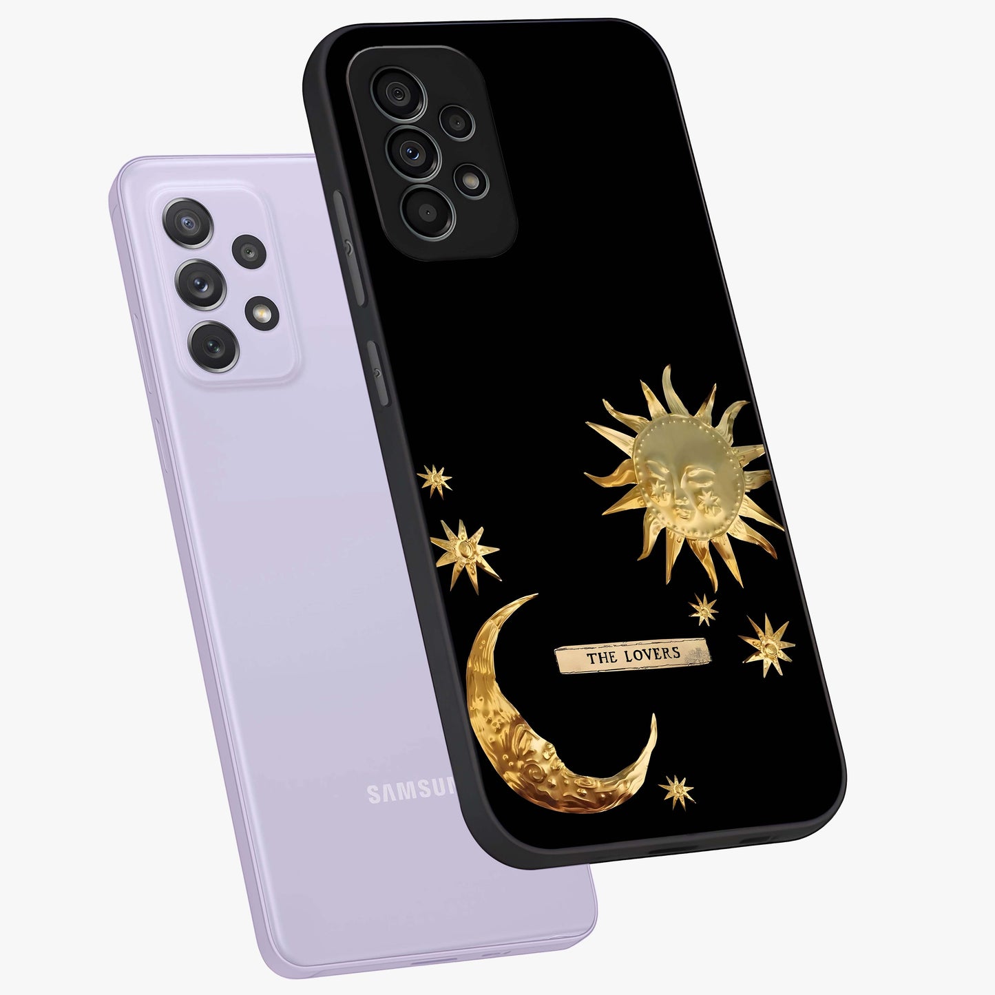 Gold Sun Blush Glass Case displayed in angled mockup highlighting radiant sun design with warm golden aesthetic.