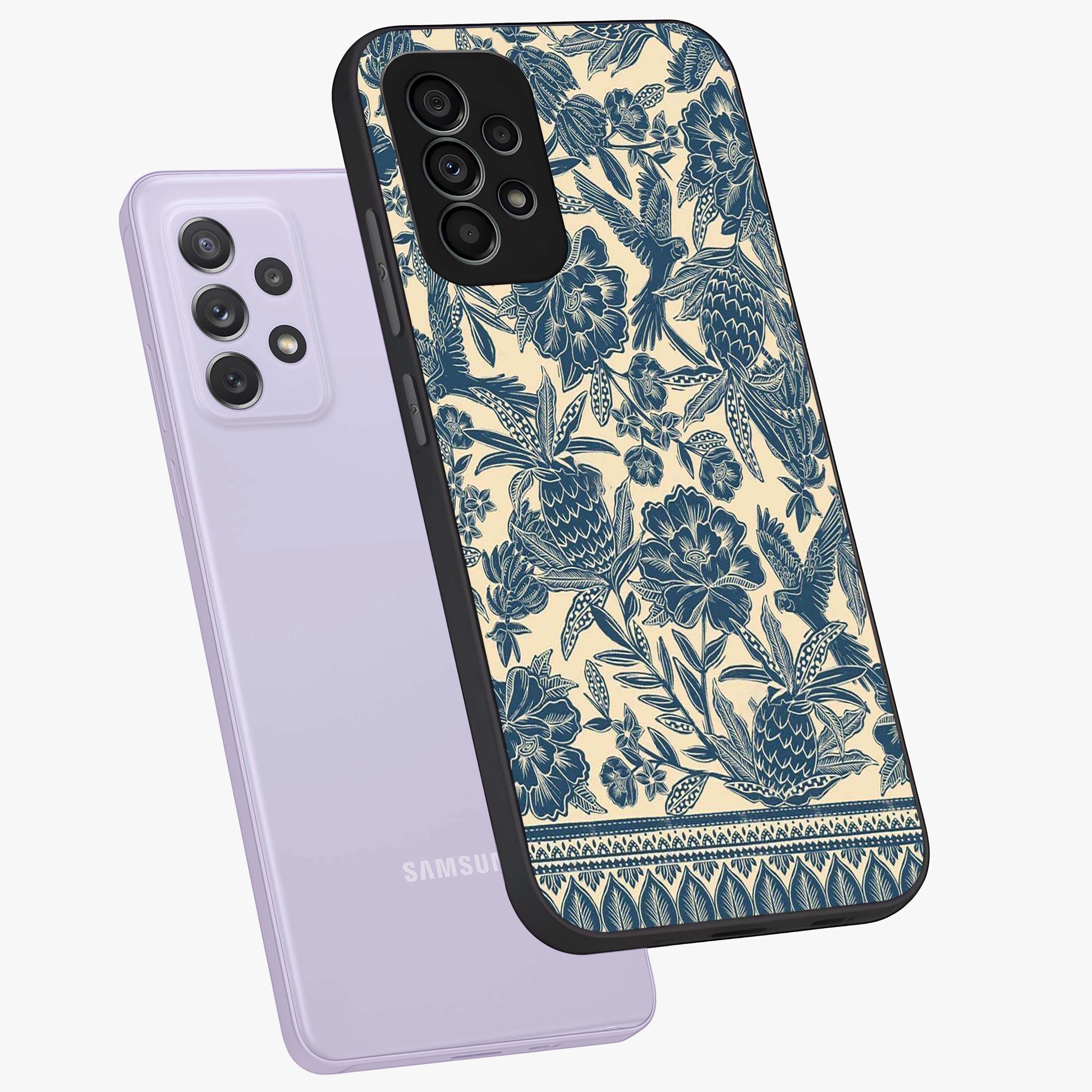 Heirloom Wild Bloom Glass Case displayed in angled mockup highlighting botanical bloom design with classic aesthetic style.