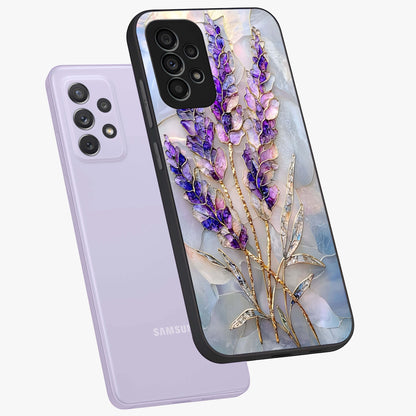 Lavender Dream Glow Glass Case displayed in angled mockup highlighting dreamy purple glow design with soft artistic style.