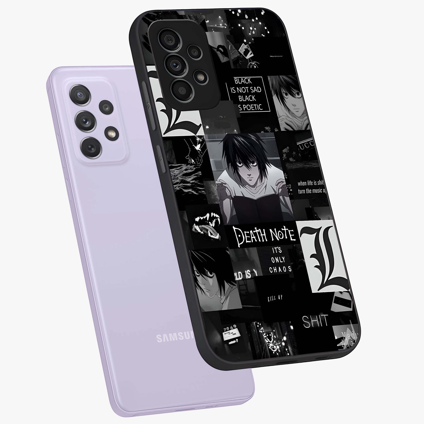 Midnight Chaos Mind Glass Case displayed in angled mockup highlighting chaotic artistic design with dramatic midnight aesthetic.