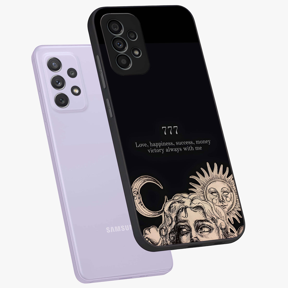 Mystic Victory Aura Glass Case displayed in angled mockup highlighting energetic aura design with bold mystical aesthetic.