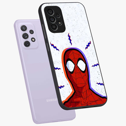 Omg Spiderman Glass Case displayed in angled mockup highlighting dynamic hero illustration with action comic aesthetic.