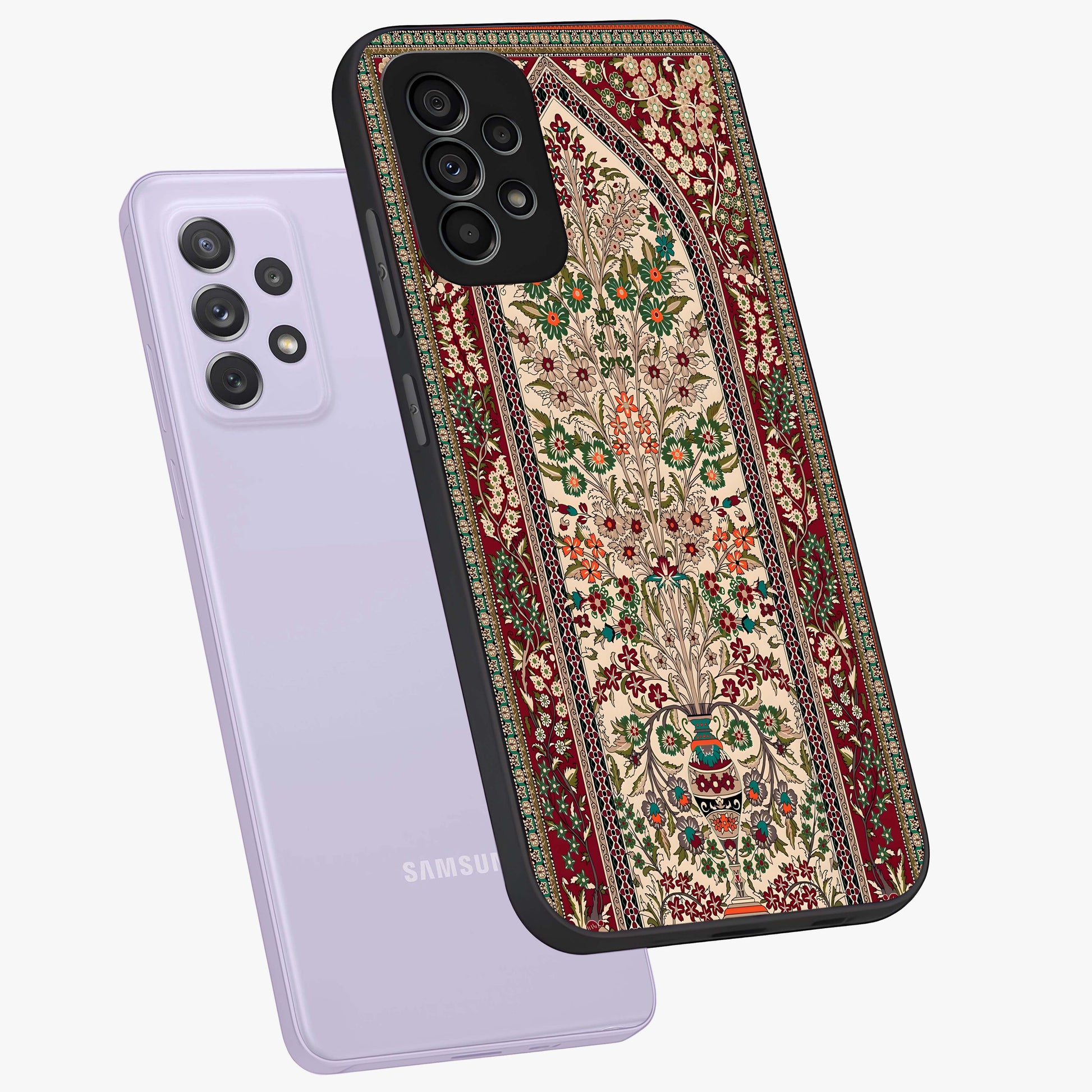Persian Inspired Glass Case displayed in angled mockup highlighting intricate traditional design with elegant cultural aesthetic.
