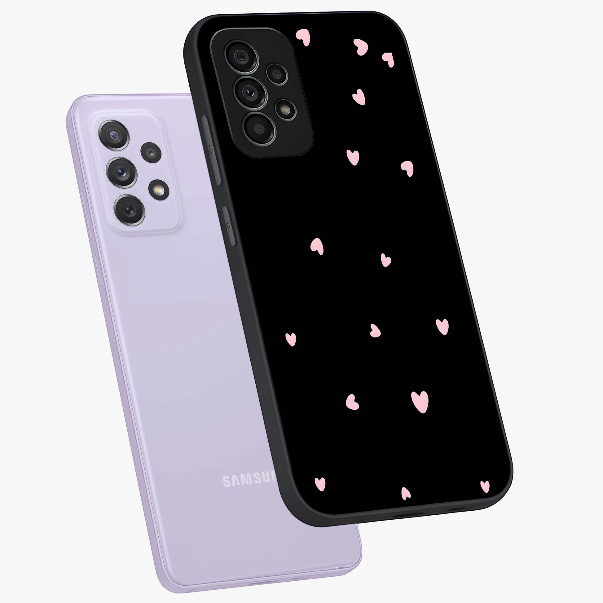 Pink Love Drops Glass Case displayed in angled mockup highlighting cute love drop design with vibrant pink aesthetic.