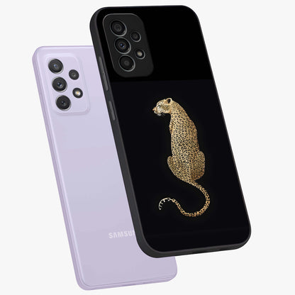 Regal Leopard Glass Case displayed in angled mockup highlighting powerful animal illustration with stylish wild aesthetic.