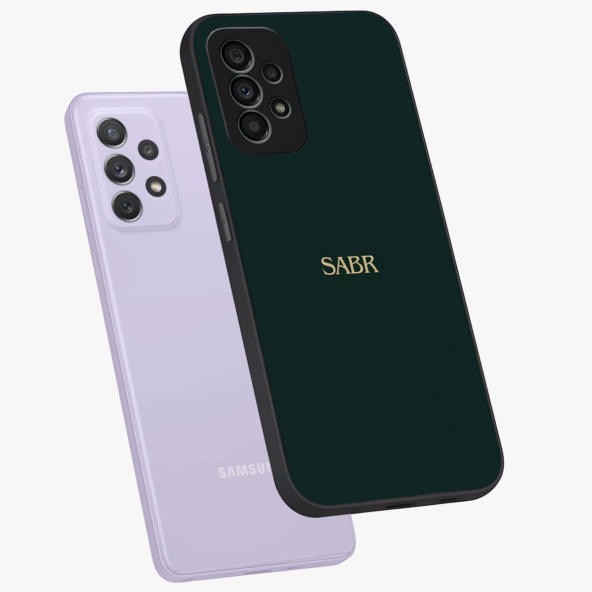 Sabr Minimal Patience Glass Case displayed in angled mockup highlighting simple inspirational design with clean aesthetic style.