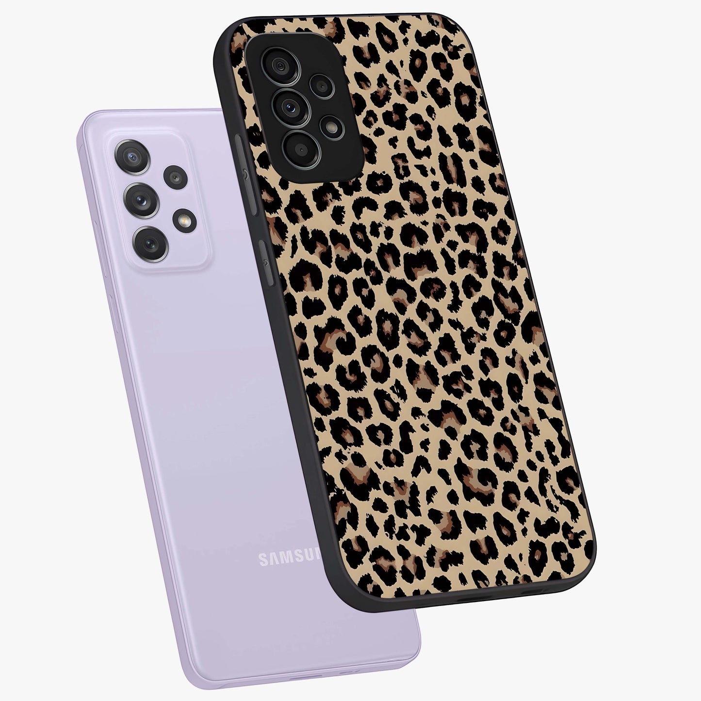 Savage Chic Pattern Glass Case displayed in angled mockup highlighting bold fashion inspired design with chic aesthetic.
