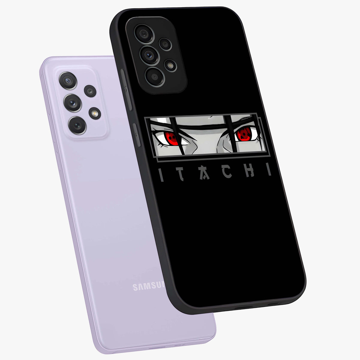 Scarlet Gaze Dominance Glass Case displayed in angled mockup highlighting intense visual design with bold scarlet aesthetic.