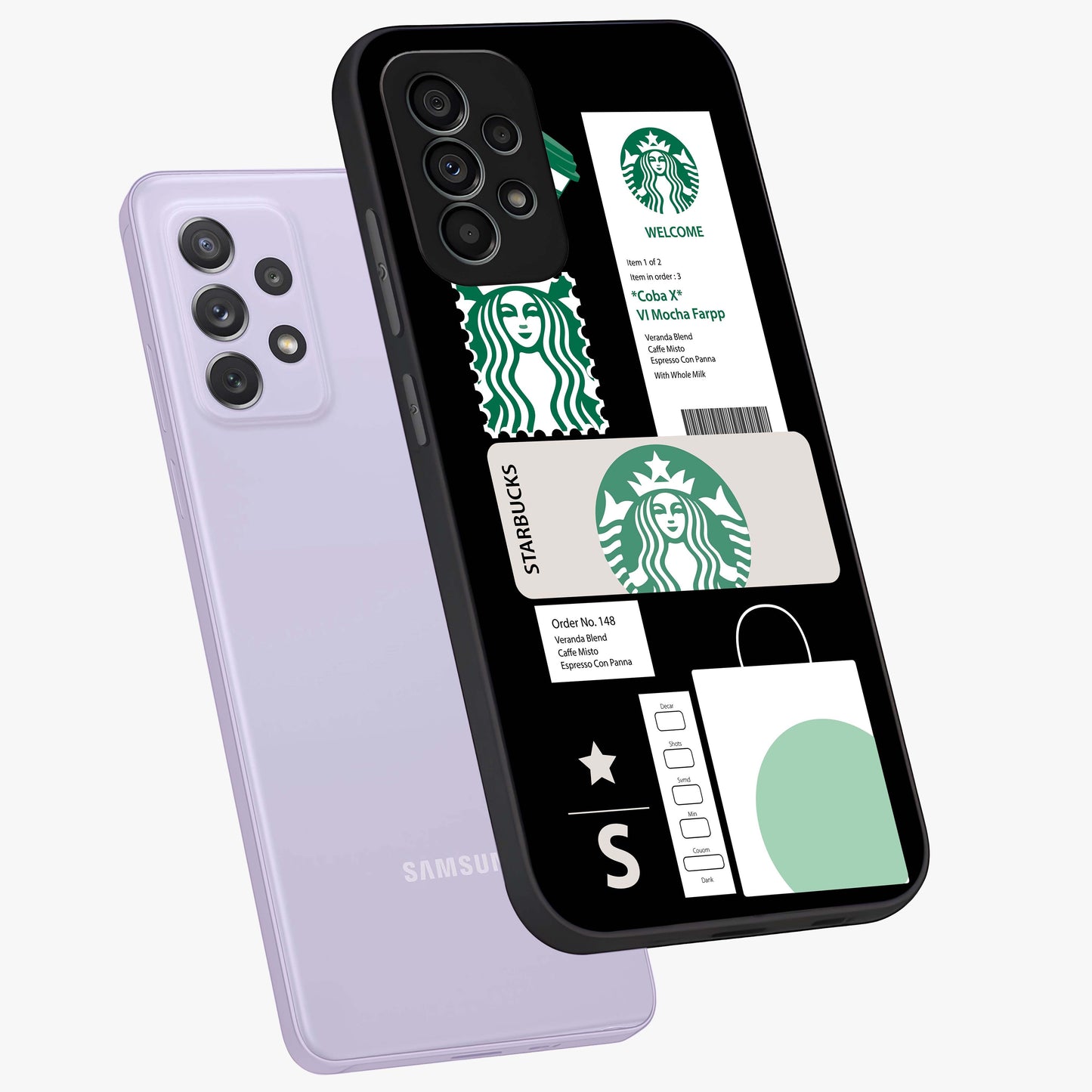Starbucks Mocha Glass Case displayed in angled mockup highlighting stylish mocha themed design with cozy café aesthetic.