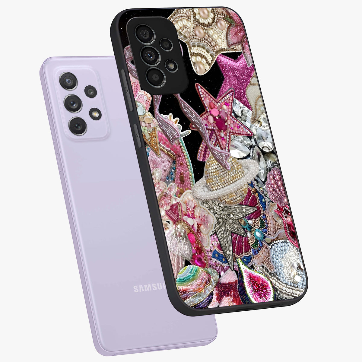 Starlit Jewel Dream Glass Case displayed in angled mockup highlighting glowing celestial jewel design with dreamy aesthetic.