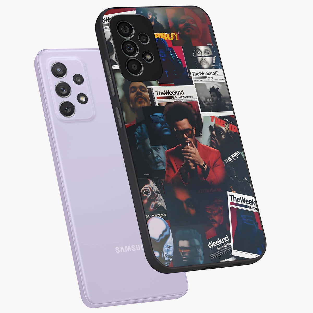 The Weeknd Glass Case displayed in angled mockup highlighting stylish pop culture inspired design with modern aesthetic.