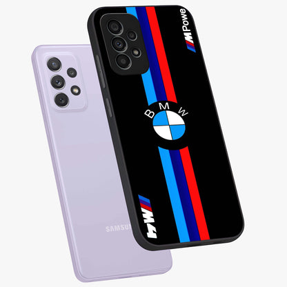 Turbo BMW Beast Glass Case displayed in angled mockup highlighting sleek racing car design with bold automotive aesthetic.