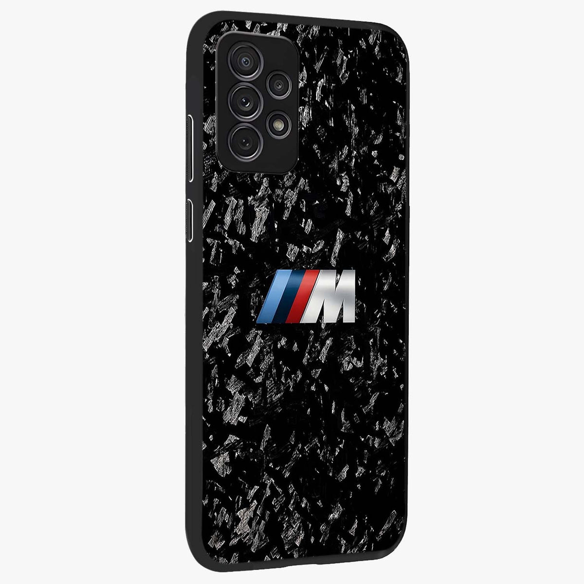 Carbon Speed Mark Glass Case upright view showcasing modern carbon speed graphic with bold automotive theme.